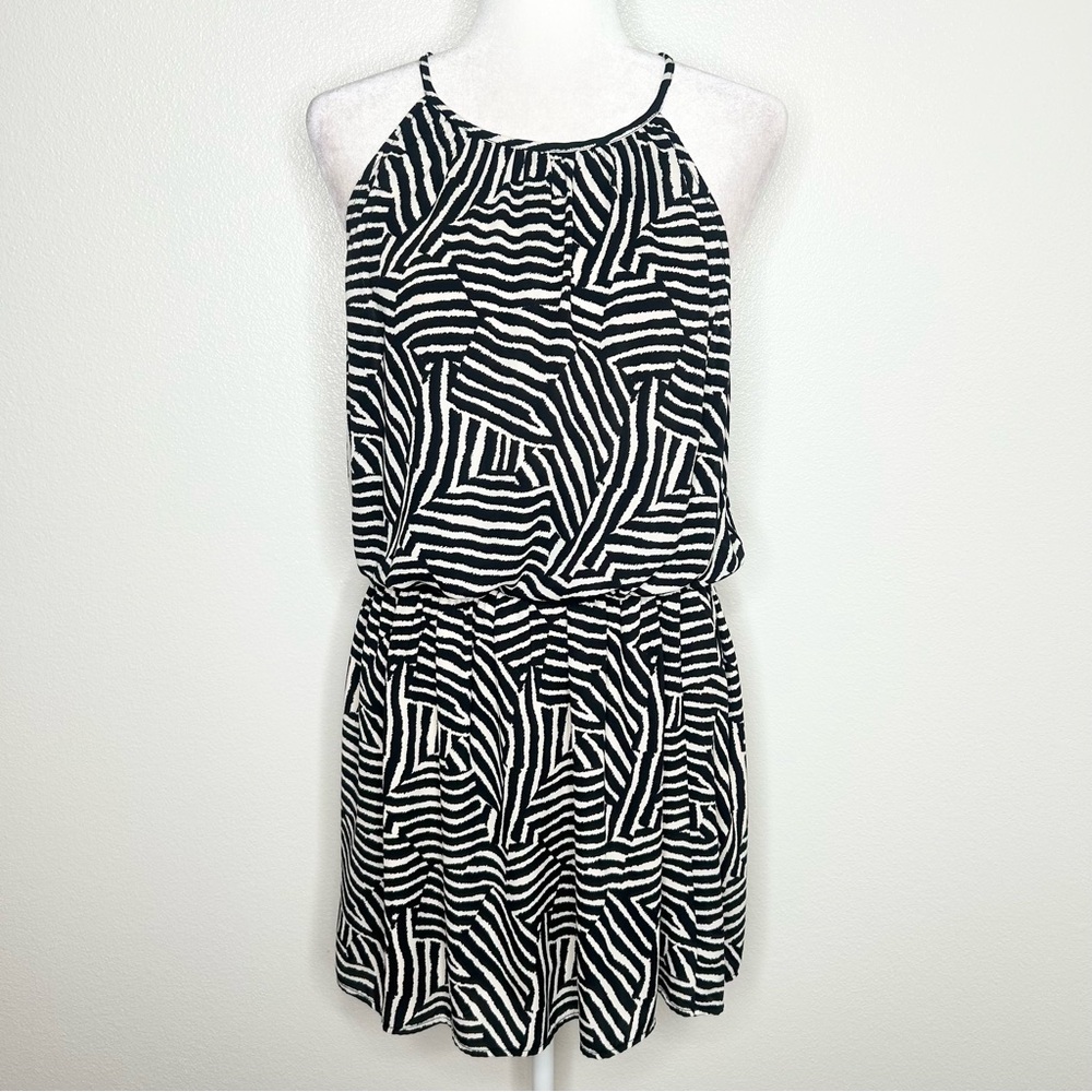 Veronica M Stitch Fix Black & White Patterned Sleeveless Mini Dress Size XL EUC